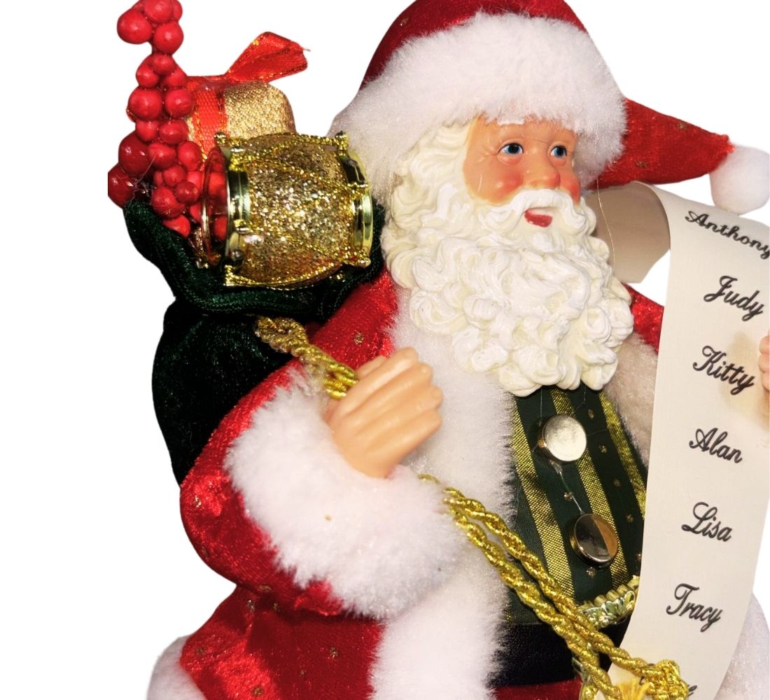 Babbo Natale 26 Cm Statua con Sacco di Regali Realistico Decorazione Natalizia