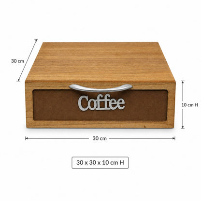 Cassetto Porta Cialde e Capsule Caffè 3 Scomparti Legno Scuro 30x30x10 cm