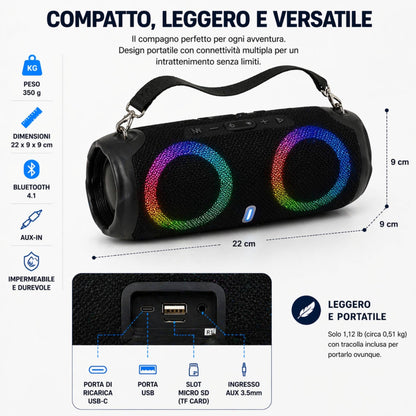 Speaker Cassa Bluetooth Altoparlante Waterproof WiFi USB Portatile CH6
