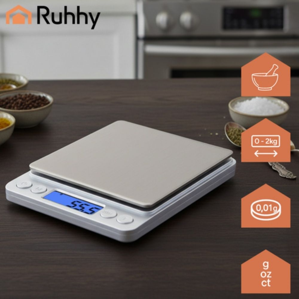 Mini Bilancia di Precisione Digitale Bilancino 0,1 -  2 Kg con Lcd Funzione Tara
