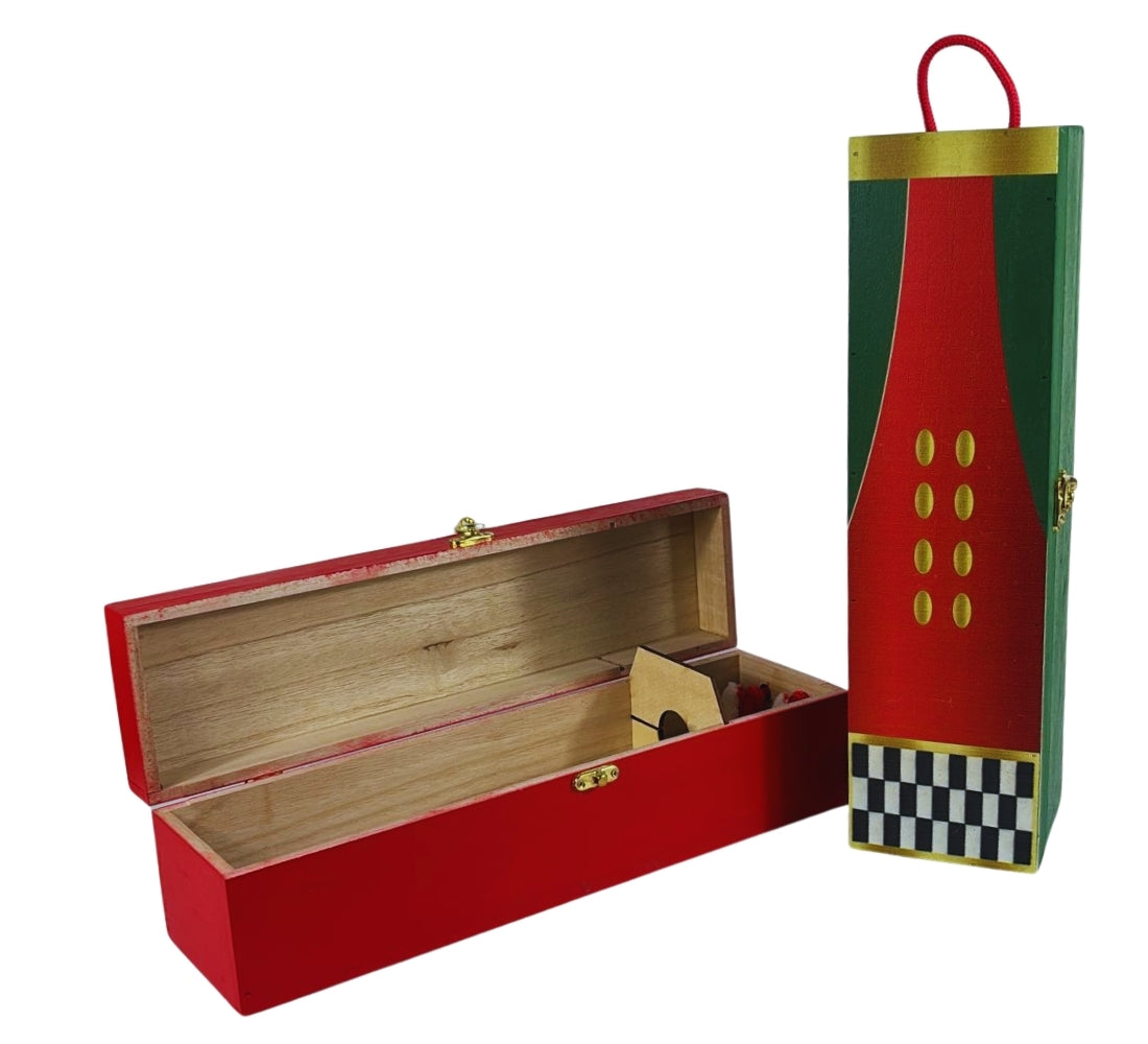 Cassetta Portabottiglie in Legno Natalizio Scatola Bottiglie Vino Decorato