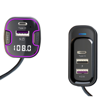 Adattatore Auto Musica Bluetooth Radio Accendisigari BT 5.0 Trasmettitore 5 USB