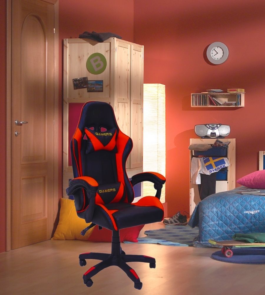 Sedia Gaming Poltrona Scrivania Ufficio Casa Reclinabile Cuscino Lombare Red