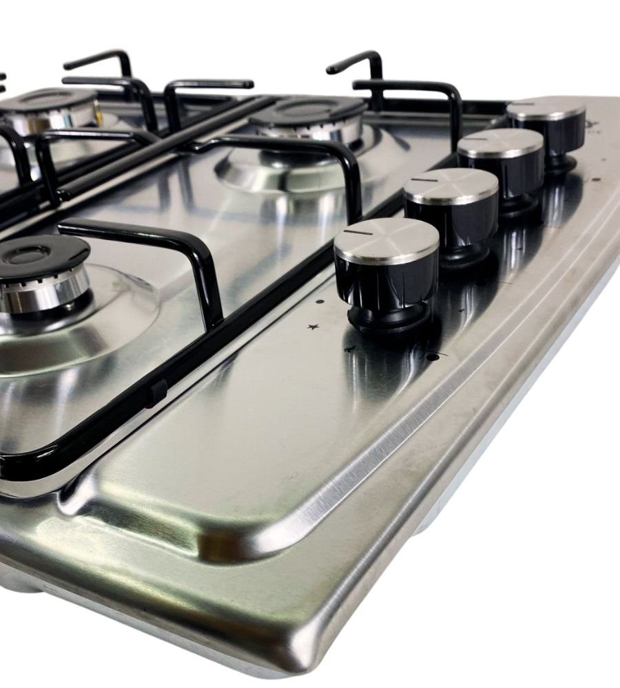 Piano Cottura 4 Fuochi Slim 60 cm Acciaio Inox a Gas o GPL da Incasso Valvolato