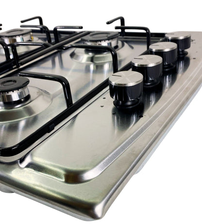 Piano Cottura 4 Fuochi Slim 60 cm Acciaio Inox a Gas o GPL da Incasso Valvolato
