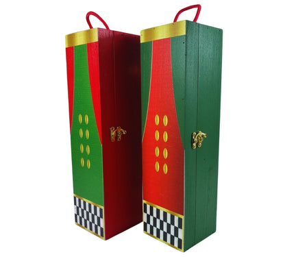 Cassetta Portabottiglie in Legno Natalizio Scatola Bottiglie Vino Decorato