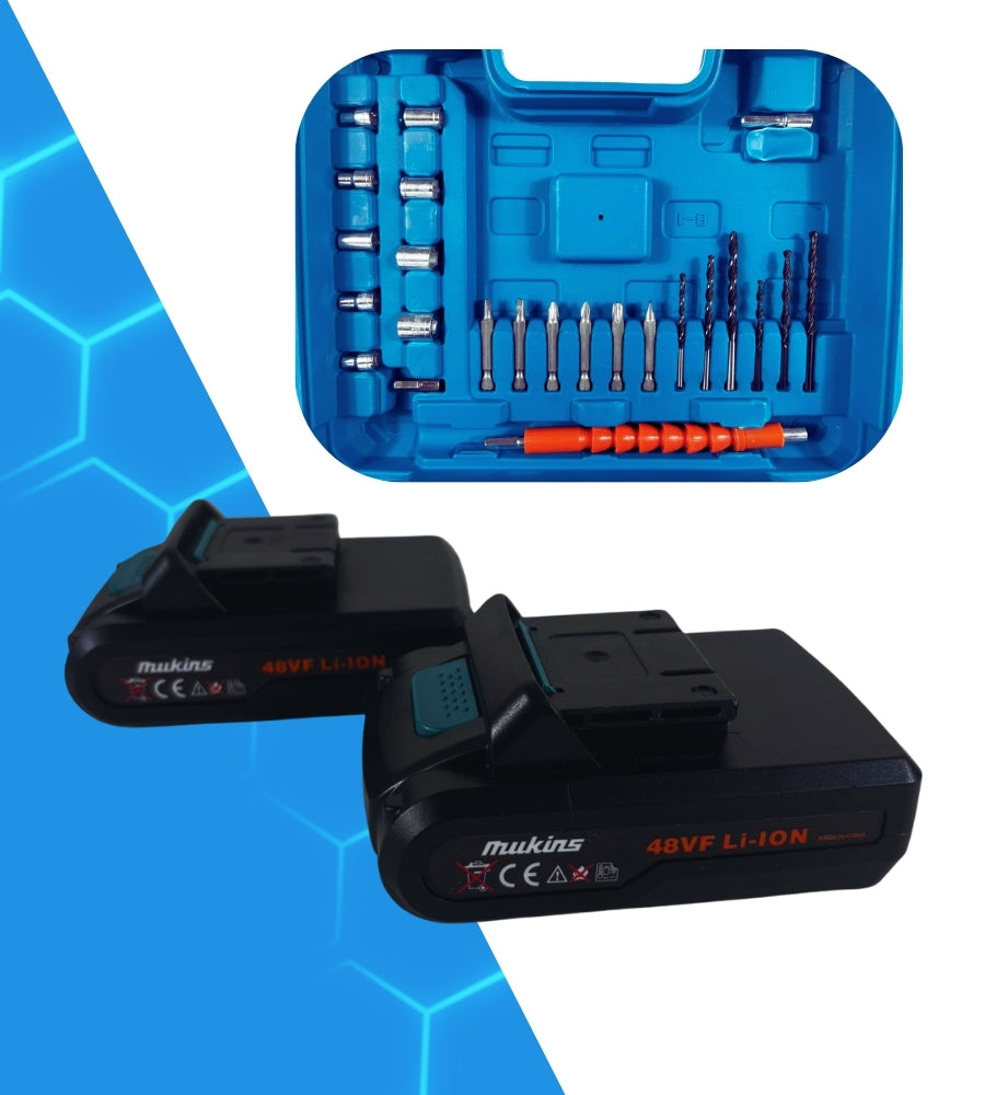 Trapano Avvitatore Percussione Doppia Batteria a Litio 21V Valigetta Accessori