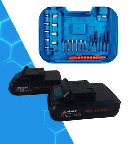 Trapano Avvitatore Percussione Doppia Batteria a Litio 21V Valigetta Accessori