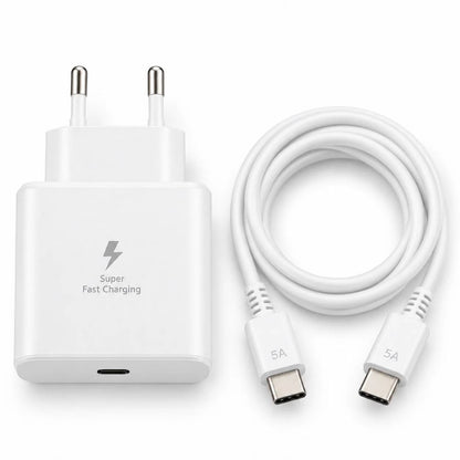 Caricatore Rapido USB C PD 45W con Cavo USB C USB C 5A Alimentatore Bianco