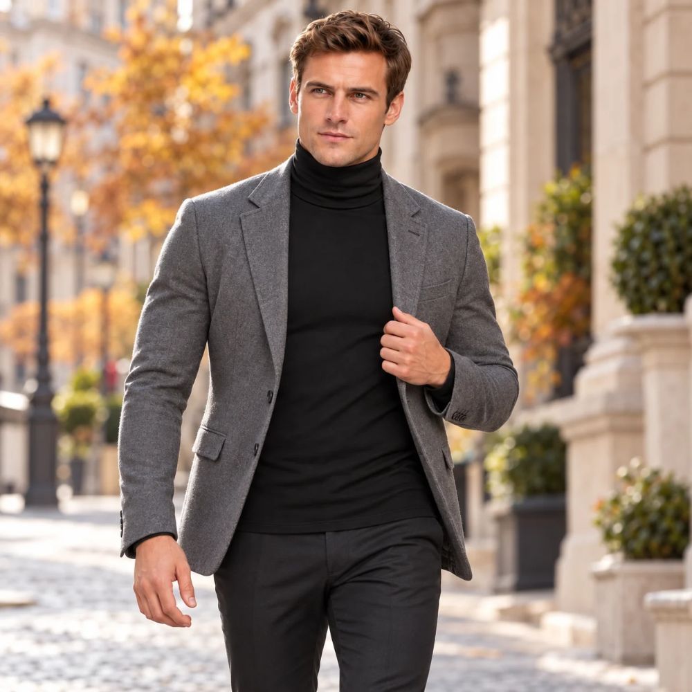 Lupetto Maglia Uomo Dolcevita Termico Collo Alto Interno Felpato Slim Fit KA29