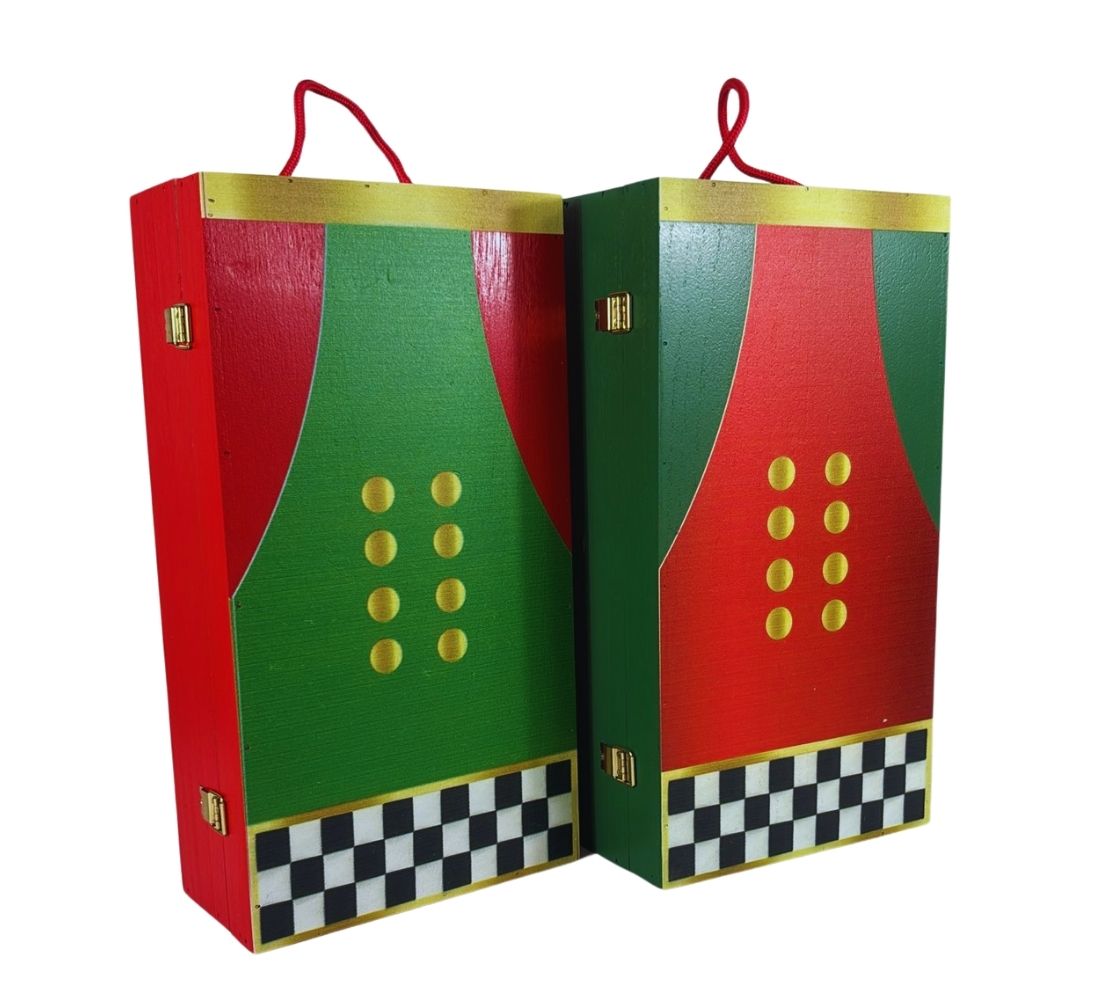 Cassetta Porta Bottiglie in Legno Doppia Scatola per 2 Bottiglie Vino Decorata