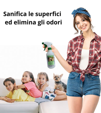 Disodorante Spray Elimina Odori Animali Multiuso Sanificante Sgrassante Tutte le Superfici