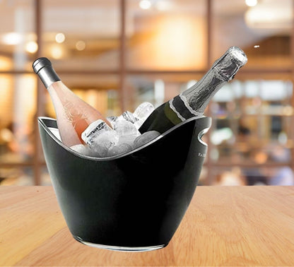 Fair Shop Cestello per Ghiaccio Secchiello Ovale Seau a Glace Plastica 20 x 27 cm (Nero)