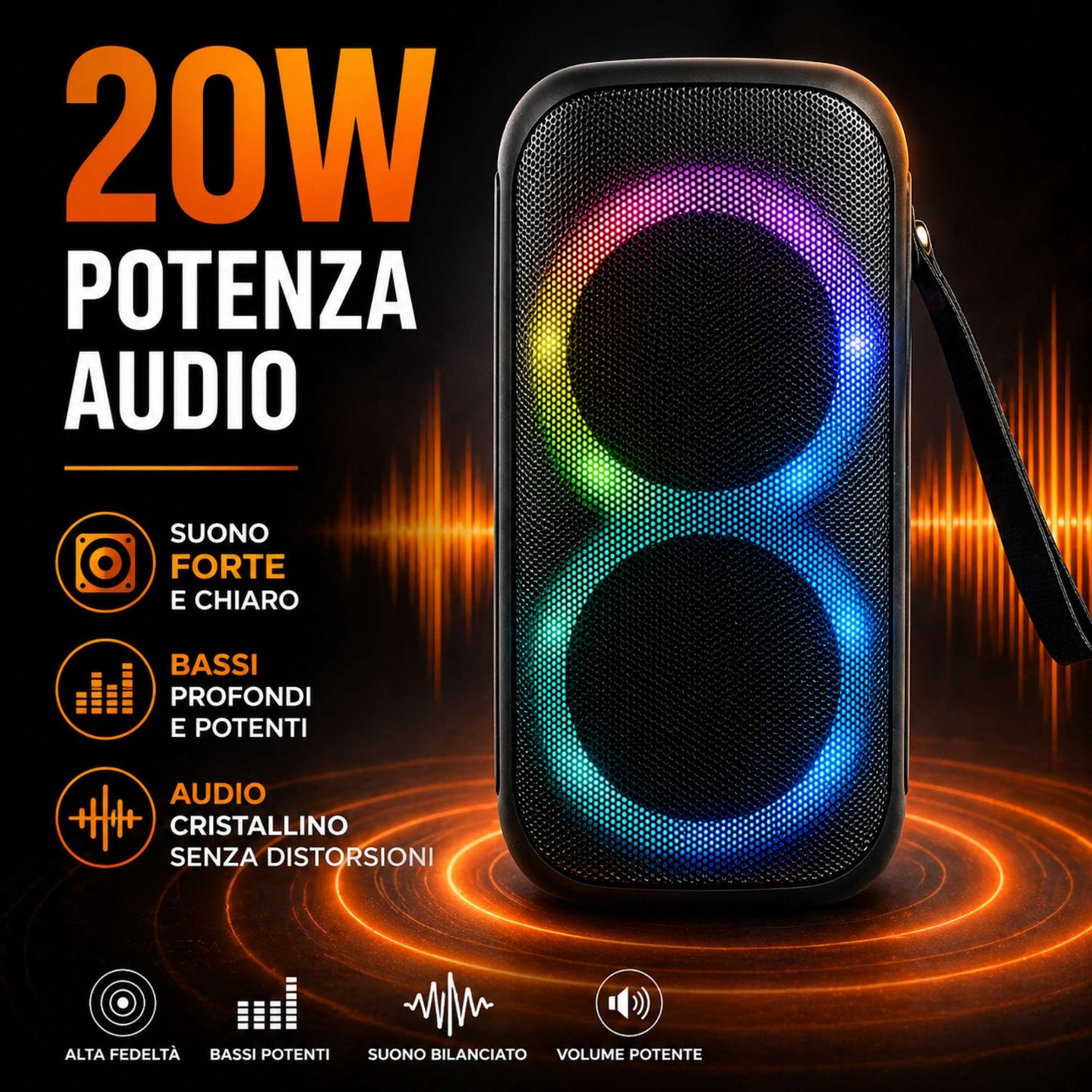 Speaker Cassa Bluetooth Altoparlante Waterproof WiFi USB Portatile Cubo