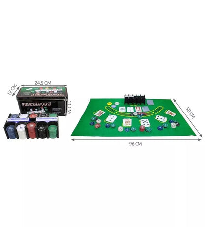 200 Fiches da Poker Tappeto Carte Dealer Gettoni Texas Holdem Black Jack