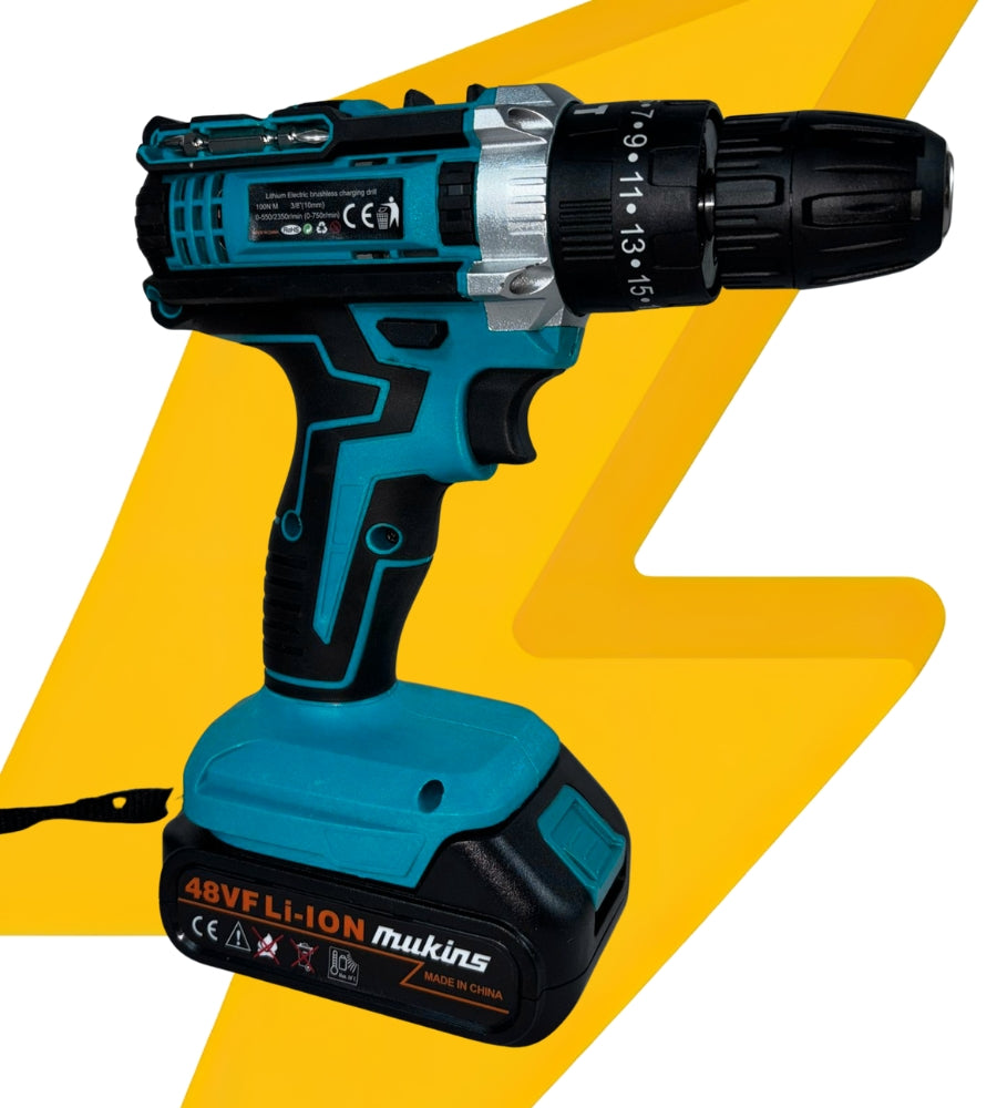 Trapano Avvitatore 25 Livelli 3 Marce Doppia Batteria 48VF Valigetta Accessori