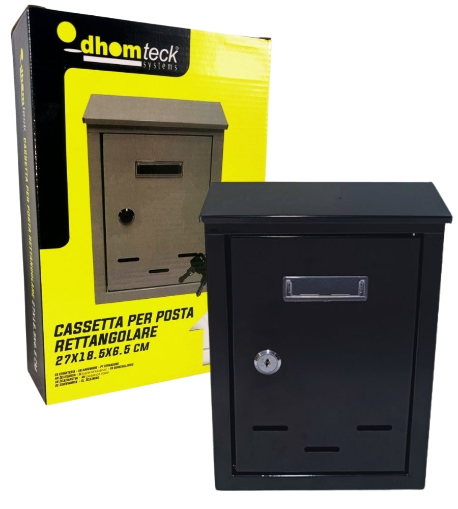 Cassetta della Posta in Metallo 2 Chiavi Casella Postale Buca Lettere Nera