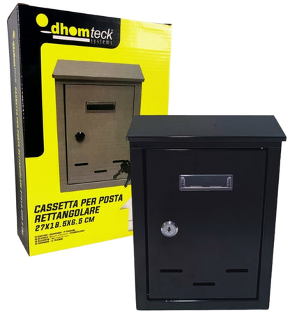 Cassetta della Posta in Metallo 2 Chiavi Casella Postale Buca Lettere Nera