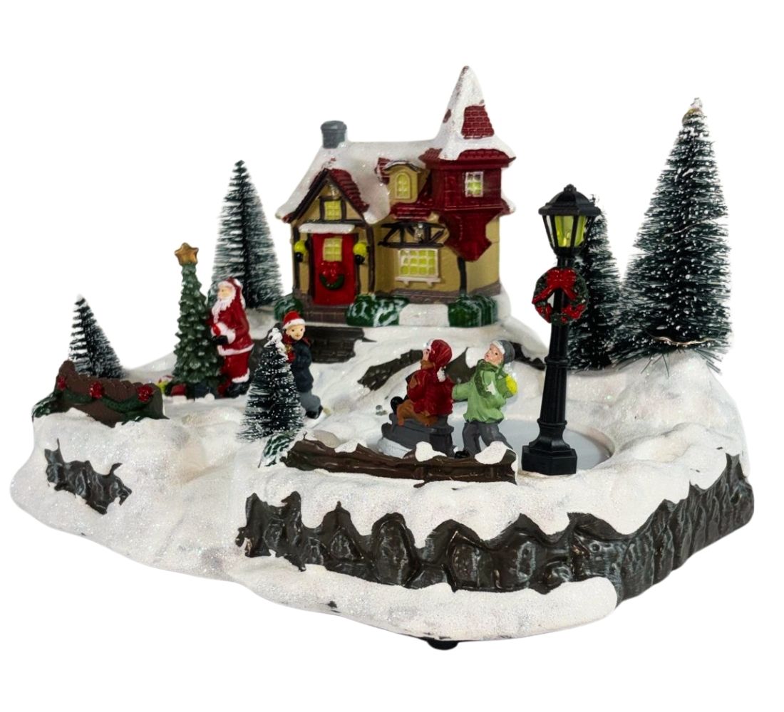 Villaggio Natalizio Casa Babbo Natale Pista Pattinaggio Movimento Luci e Musica