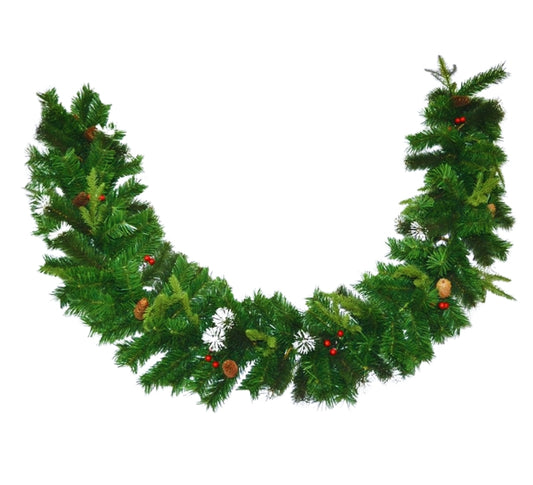Ghirlanda Natalizia Folta Pigne e Bacche 180 Punte Decorazioni Natale 2 Metri