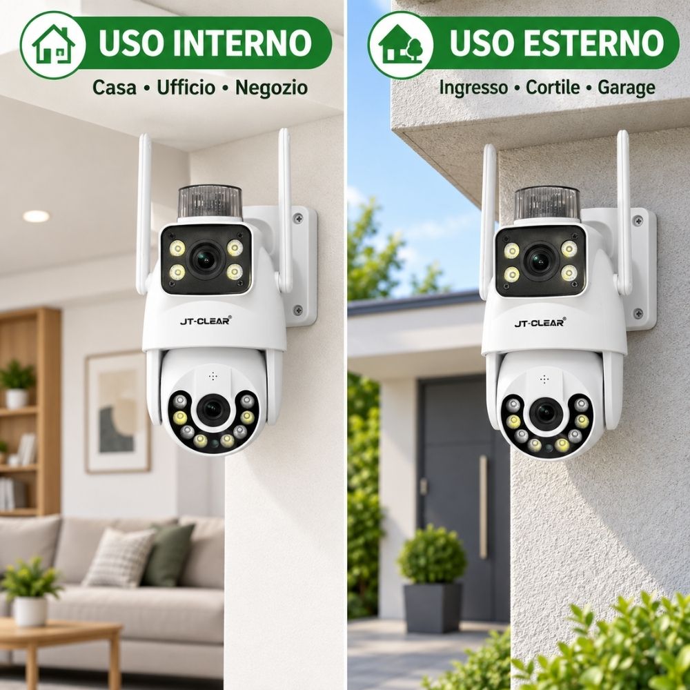 Telecamera IP WiFi PTZ Doppia Lente 355° Visione Notturna Sirena App Yoosee