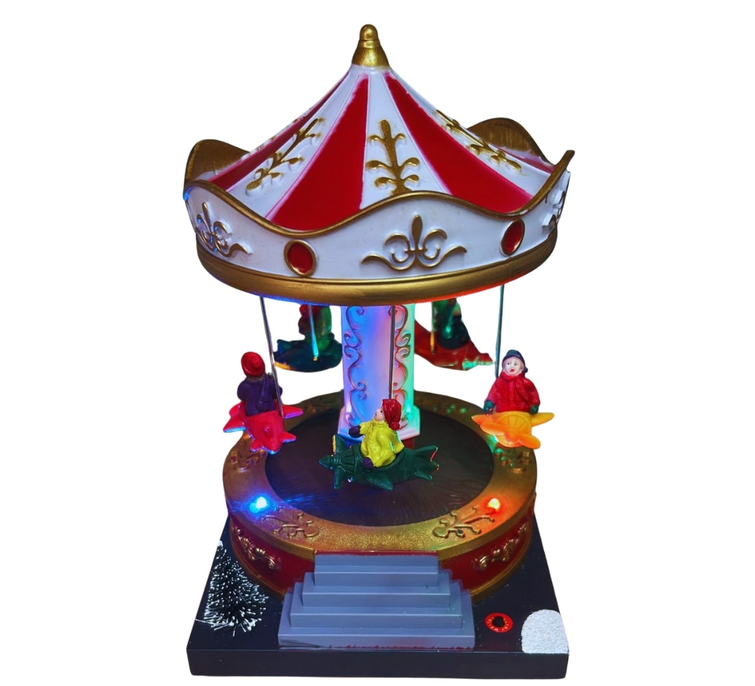 Giostrina Natalizia Carillon Aereoplani per Villaggio di Natale Luci e Movimento