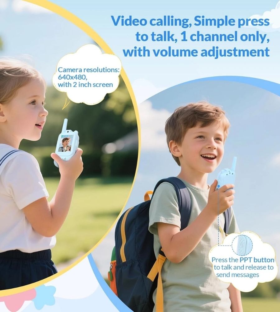 Video Walkie Talkie Ricaricabili Bambini Videochiamata Foto Effetti Vocali