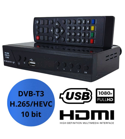 Digitale Terrestre Decoder DVB-T3 H.265 HEVC Main 10 Full HD HDMI USB Display