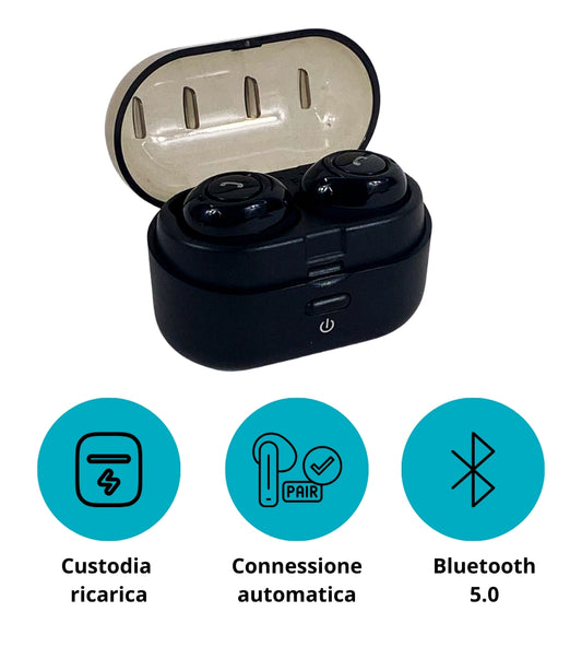 Auricolari Bluetooth 5.0 Cuffie Wireless In-Ear Custodia Ricarica Smartphone
