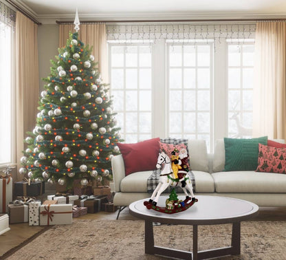 Cavallo a Dondolo con Babbo Natale Orsetto Regali Decorazioni Natale 29x26 cm