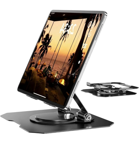 Supporto Tablet Pieghevole Girevole 360 Gradi Supporto Metallo Ipad Regolabile