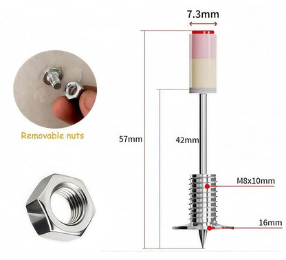 30 Chiodi Filettati Per Pistola Sparachiodi 30 Dadi M8 da 7,3 mm Cemento Ferro