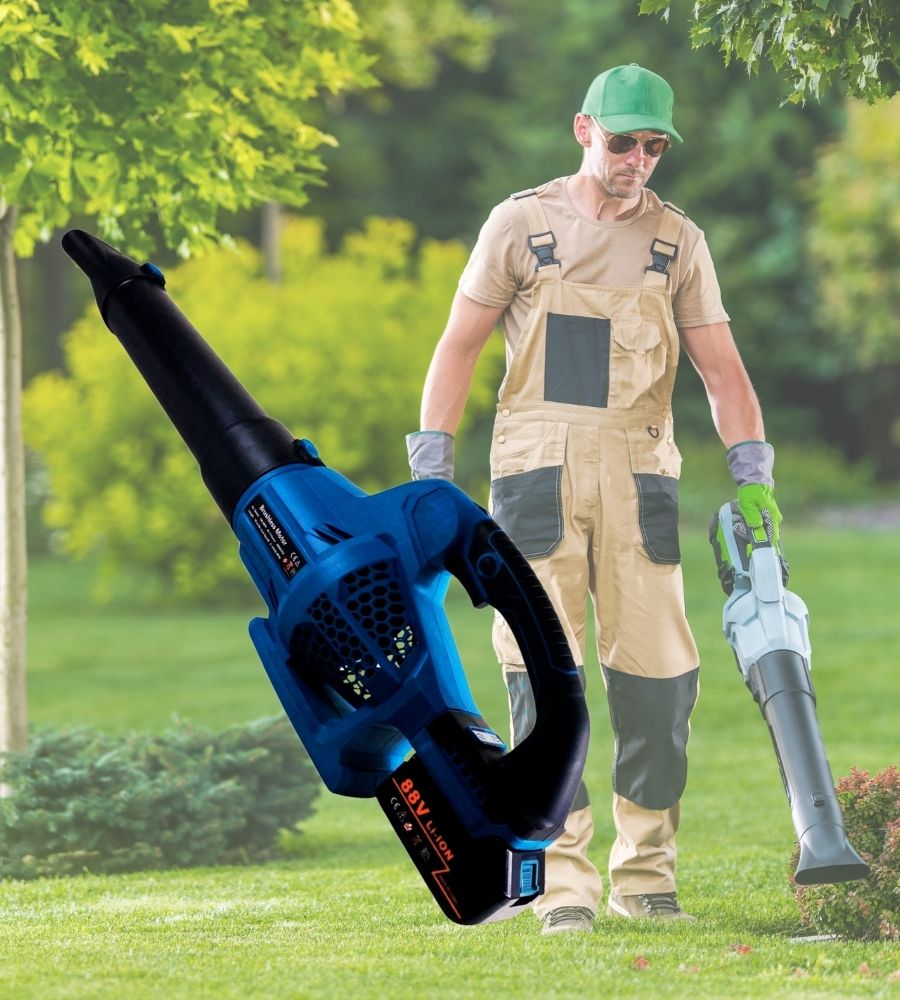 Soffiatore a Batteria Potente 6 Velocita' 2 Batterie Foglie Giardino Campeggio