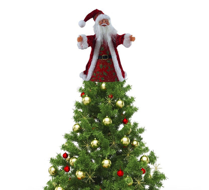 Puntale per Albero Babbo Natale 30 cm Abito con Pelliccia Decorazioni Natalizie