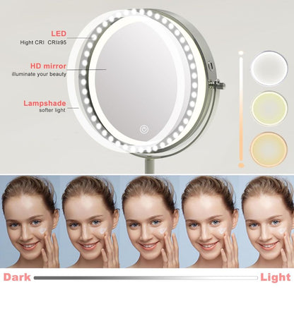 Specchio Cosmetico da TavoloTrucco Led  20 cm Drimmerabile Ingrandimento 10 x