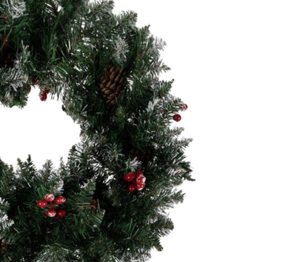 Ghirlanda innevata Natalizia Folta Diametro 45 cm Pigne e Bacche Interno Esterno