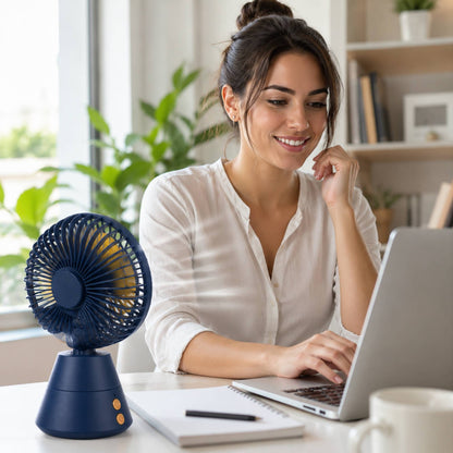 Mini Ventilatore da Tavolo Portatile con Batteria Ricaricabile Luce Led usb