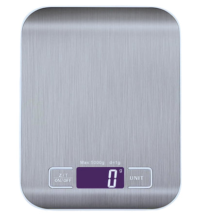 Bilancia da Cucina Digirtale Acciaio Inox Display LCD 0,1- 5Kg Tara Peso Preciso