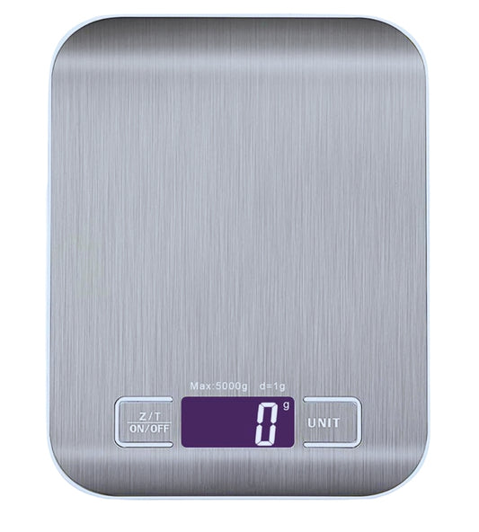 Bilancia da Cucina Digirtale Acciaio Inox Display LCD 0,1- 5Kg Tara Peso Preciso