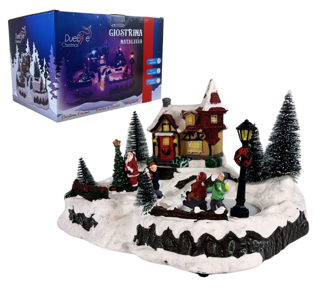 Villaggio Natalizio Casa Babbo Natale Pista Pattinaggio Movimento Luci e Musica