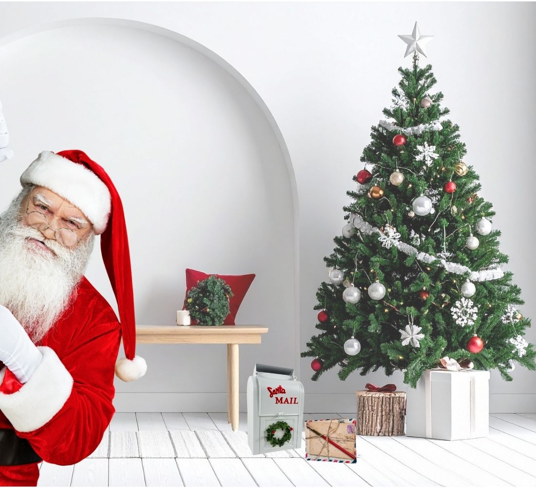 Cassetta Lettere di Babbo Natale in Metallo 25 x 15 cm Buca Postale Natalizia