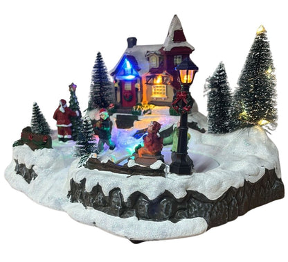 Villaggio Natalizio Casa Babbo Natale Pista Pattinaggio Movimento Luci e Musica
