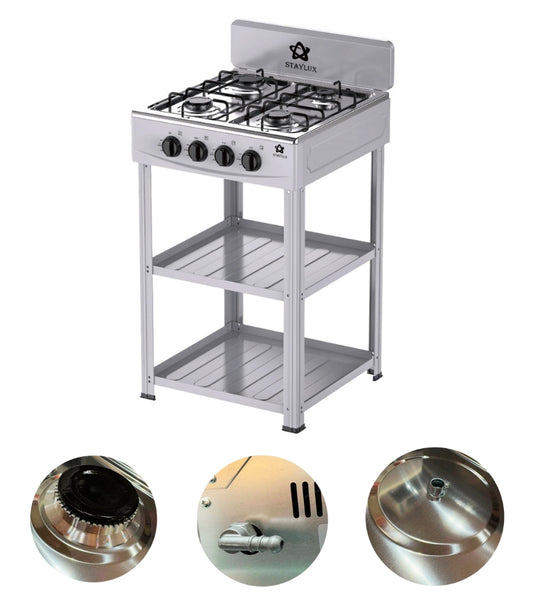 Piano Cottura Cucina a GAS 4 Fuochi con 2 Ripiani Esterno Campeggio Giardino GPL