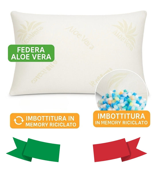 Cuscino Guanciale Ortopedico Fiocco Memory Anallergico Antiacaro 74X42 H 16 cm