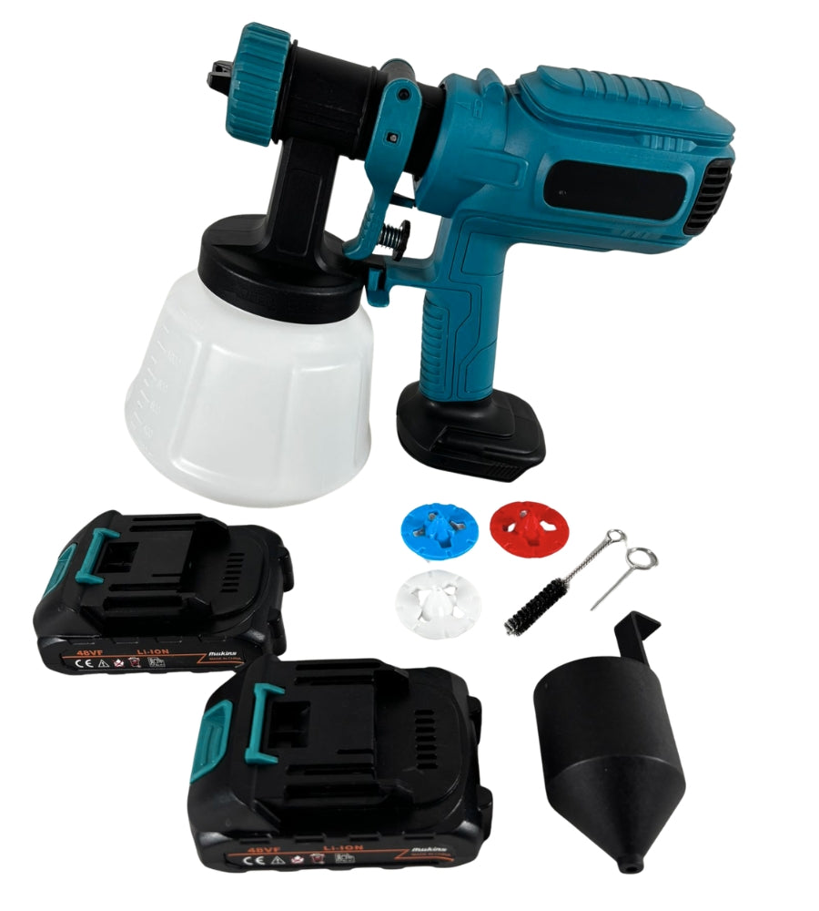 Pistola a Spruzzo Elettrica per Vernice Doppia Batteria 48V Serbatoio 1200ML