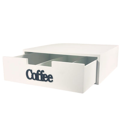 Cassetto Porta Cialde Capsule in Legno Organizer Cucina 30x30x10 cm Bianco