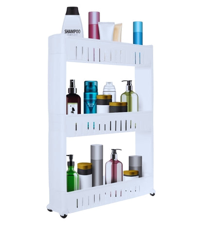 Scaffale Modulare Scorrevole Salvaspazio 3 Ripiani Armadietto con Ruote Cucina Bagno Fair