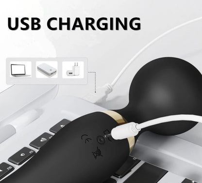 Massaggiatore Portatile Senza Fili Impermeabile USB 20 Modi Vibrazione 8 Speed