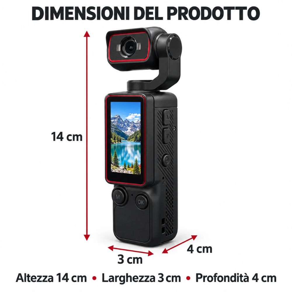 Videocamera Portatile Vlogging WiFi 1080P Foto Audio Schermo Orientabile