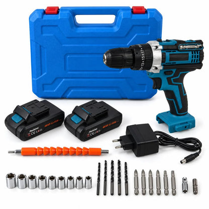Trapano Avvitatore Percussione Doppia Batteria a Litio 21V Valigetta Accessori